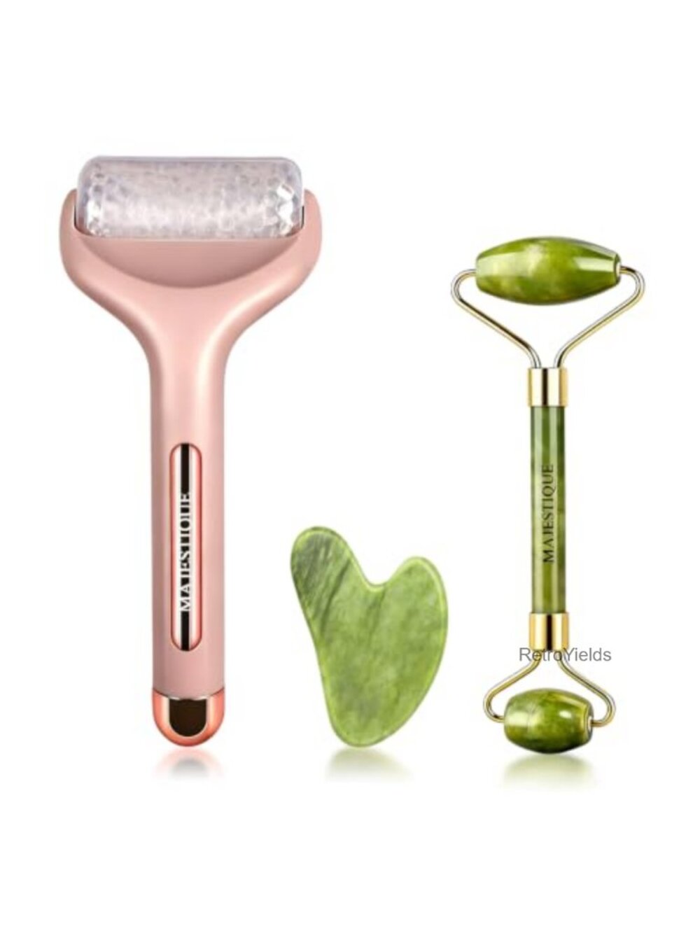 3-Piece Face Massage Kit Jade Roller Gua Sha Ice Roller Skincare Tool Set